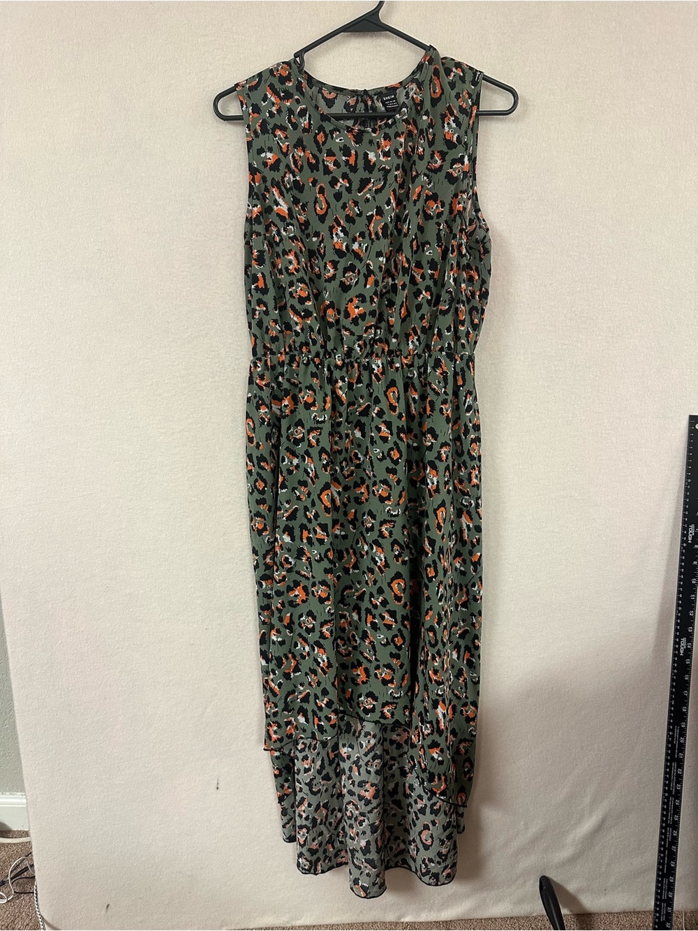 Shein Women's Sleeveless Green Leopard Print High Low Dress Size L Large